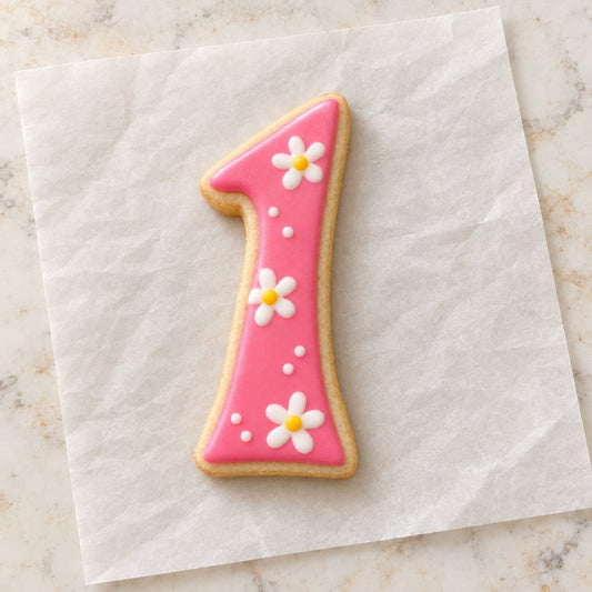 Groovy Number Cookie Cutter (decorated cookie mockup)