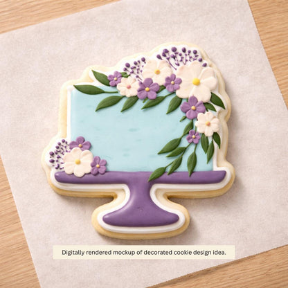 Floral Cake on Stand Cookie Cutter