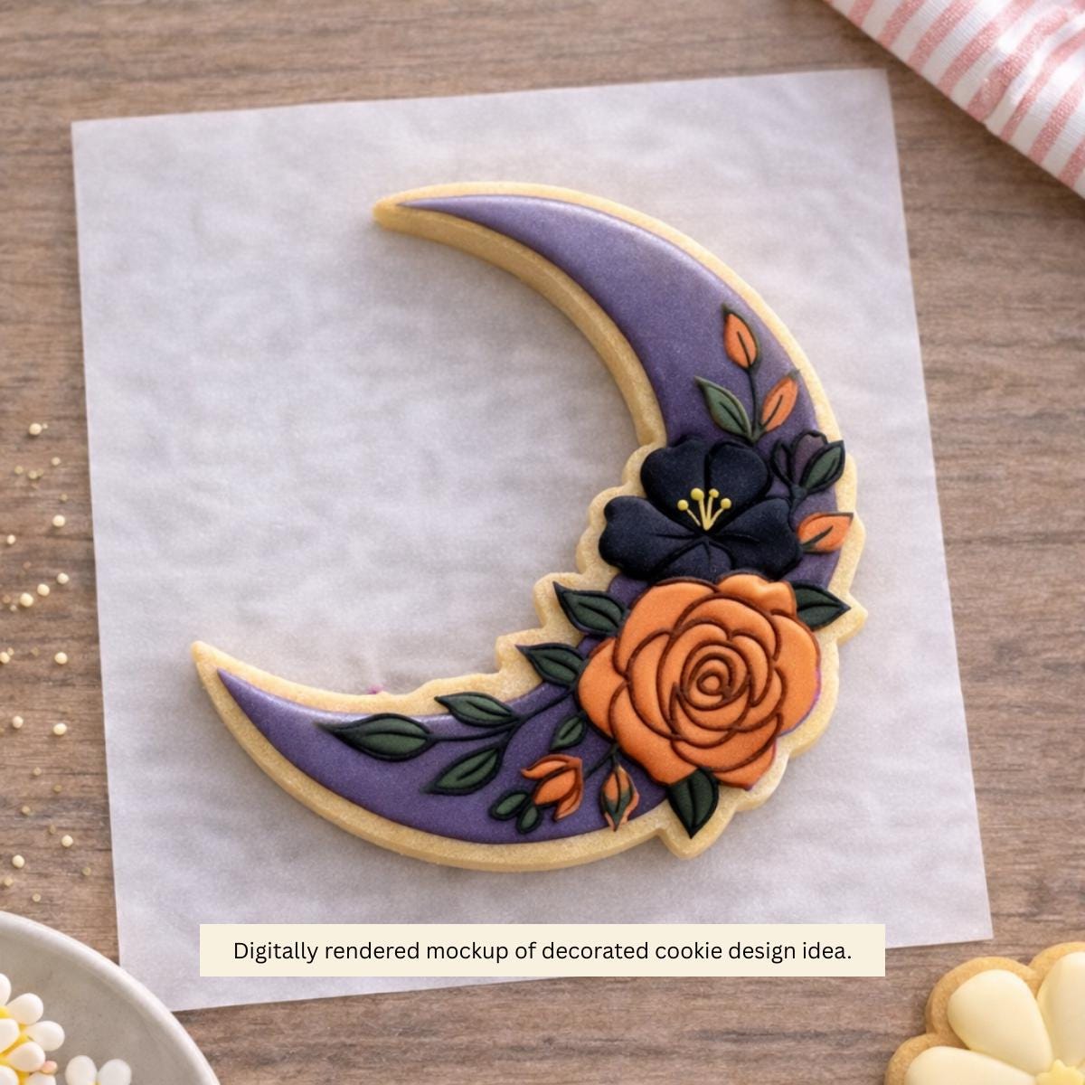 Floral Crescent Moon Cookie Cutter