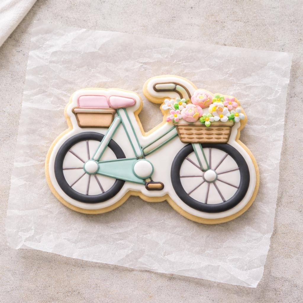 Floral Bicycle Outline Cookie Cutter