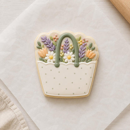 Floral Tote Bag Outline Cookie Cutter