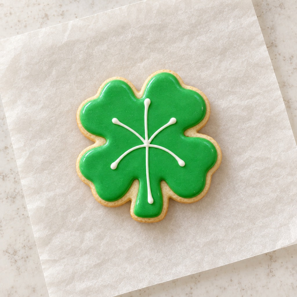 4 Leaf Clover Cookie Cutter (decorated cookie mockup)