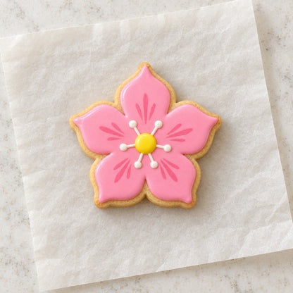 5 Petal Flower Cookie Cutter (decorated cookie mockup)
