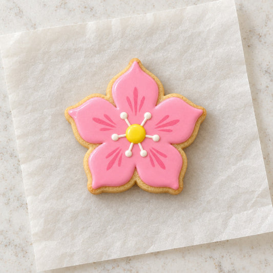 5 Petal Flower Cookie Cutter (decorated cookie mockup)