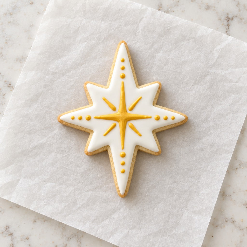 8 Point Star Cookie Cutter (decorated cookie mockup)