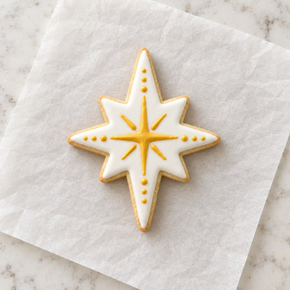 8 Point Star Cookie Cutter (decorated cookie mockup)