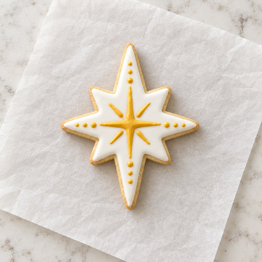 8 Point Star Cookie Cutter (decorated cookie mockup)