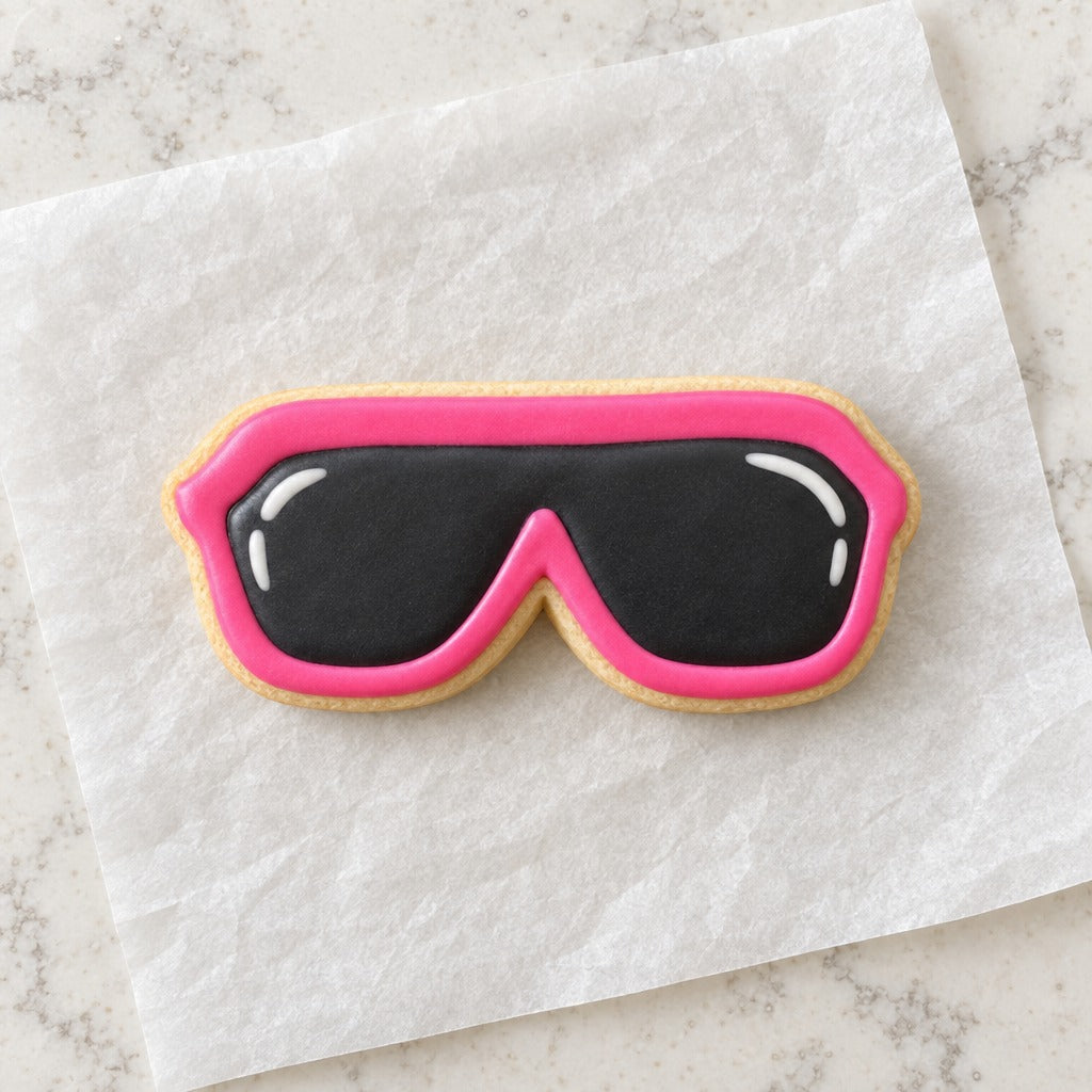 80s Sunglasses Cookie Cutter (decorated cookie mockup)