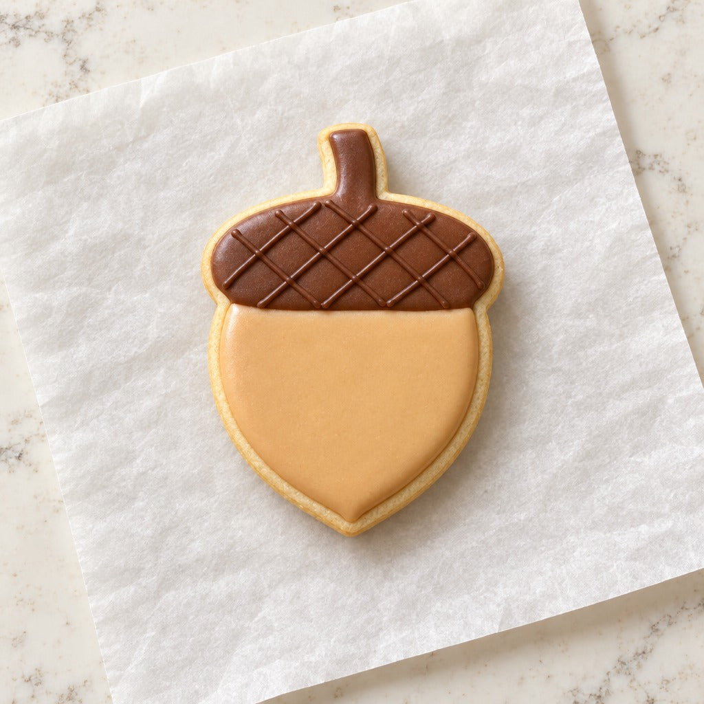 Acorn Cookie Cutter (decorated cookie mockup)