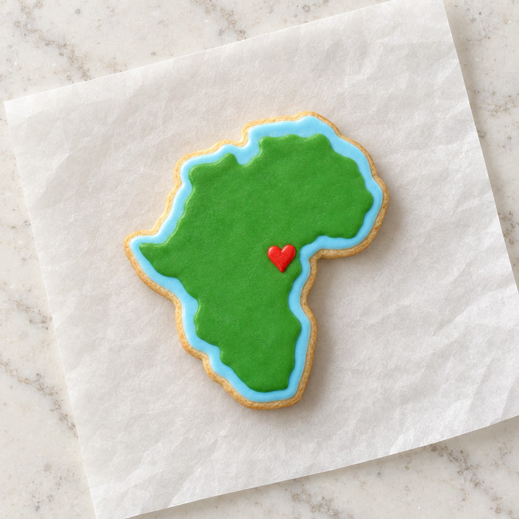 Africa Outline Cookie Cutter (decorated cookie mockup)