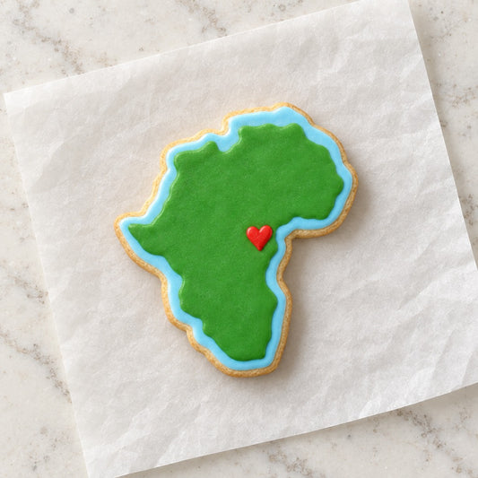 Africa Outline Cookie Cutter (decorated cookie mockup)