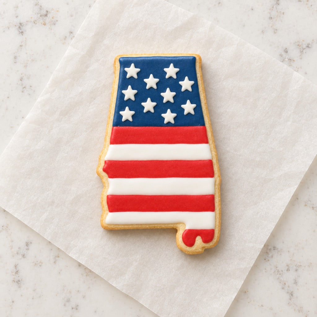 Alabama State Cookie Cutter (decorated cookie mockup)
