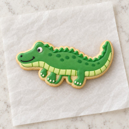 Alligator Cookie Cutter (decorated cookie mockup)
