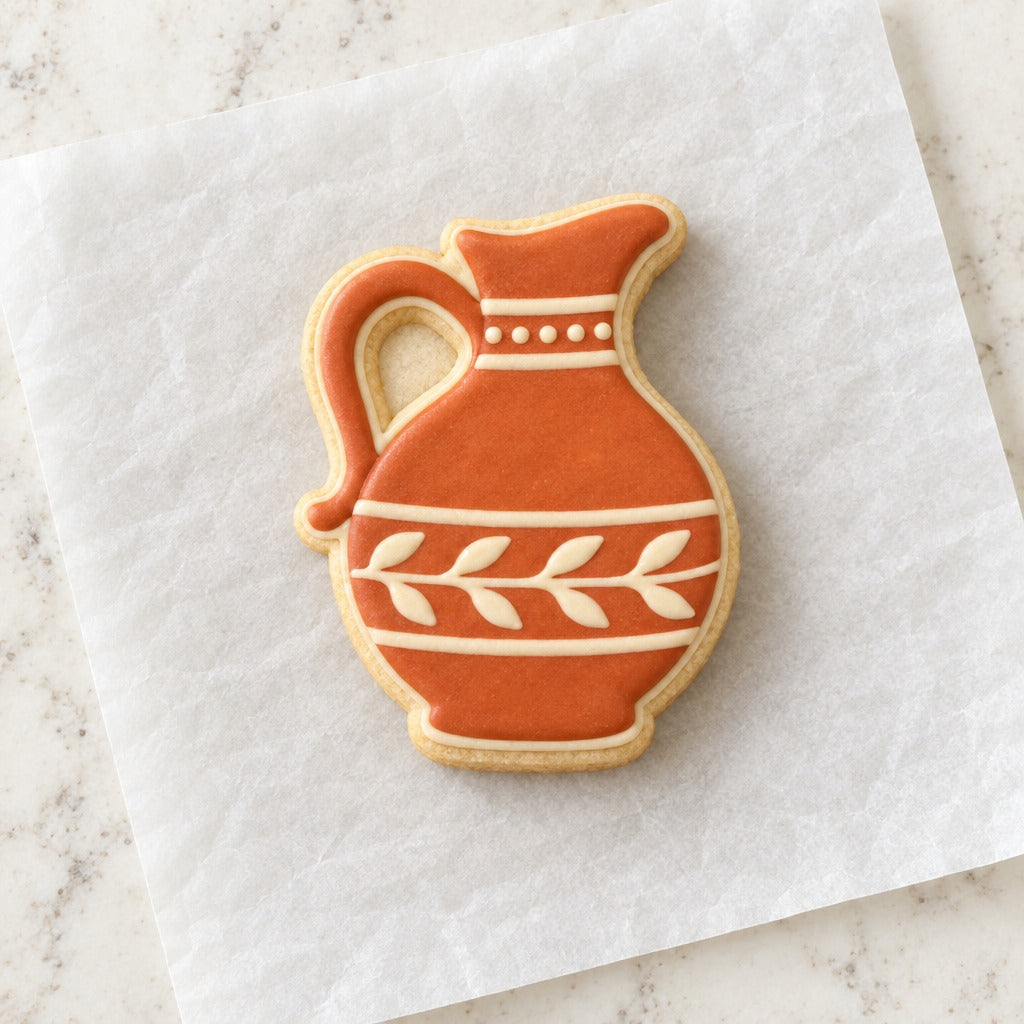 Ancient Jug Cookie Cutter (decorated cookie mockup)