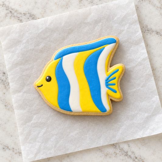 Angel Fish Cookie Cutter (decorated cookie mockup)