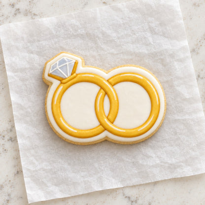 Anniversary Wedding Rings Cookie Cutter (decorated cookie mockup)