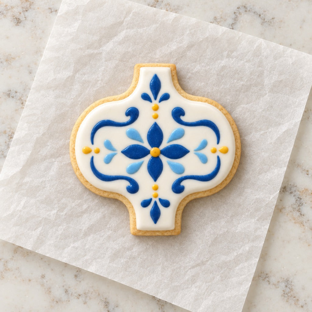 Arabesque Cookie Cutter (decorated cookie mockup)