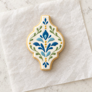 Arabesque Tall Shape Cookie Cutter (decorated cookie mockup)