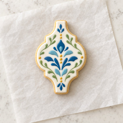 Arabesque Tall Shape Cookie Cutter (decorated cookie mockup)