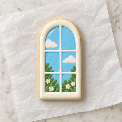Arch Window Cookie Cutter (decorated cookie mockup)