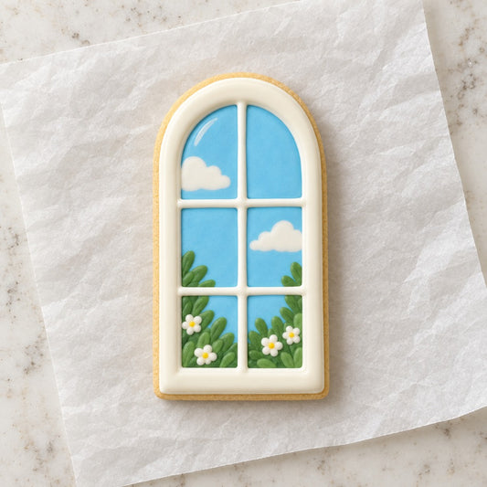 Arch Window Cookie Cutter (decorated cookie mockup)