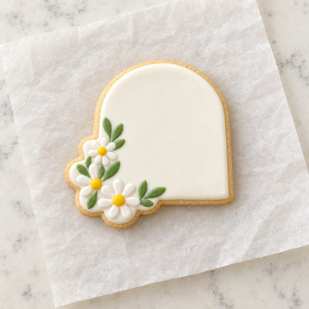 Arch with Daisies Cookie Cutter (decorated cookie mockup)
