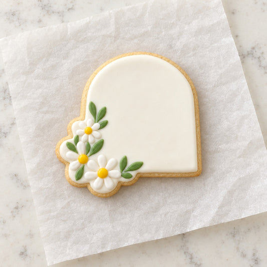 Arch with Daisies Cookie Cutter (decorated cookie mockup)
