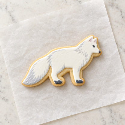 Arctic Fox Cookie Cutter (decorated cookie mockup)