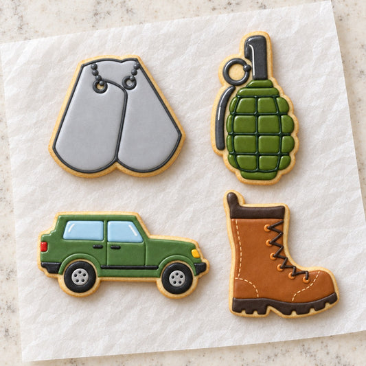 Army Cookie Cutter Set (decorated cookie mockup)