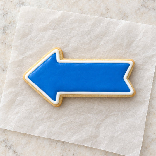 Arrow Outline Cookie Cutter (decorated cookie mockup)