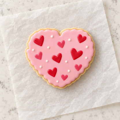 Asymmetrical Ruffled Heart Cookie Cutter (decorated cookie mockup)
