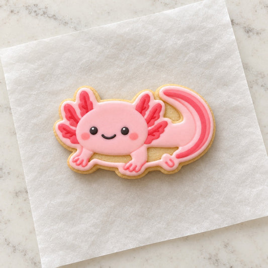 Axolotl Cookie Cutter (decorated cookie mockup)
