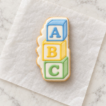 Baby Blocks Cookie Cutter (decorated cookie mockup)