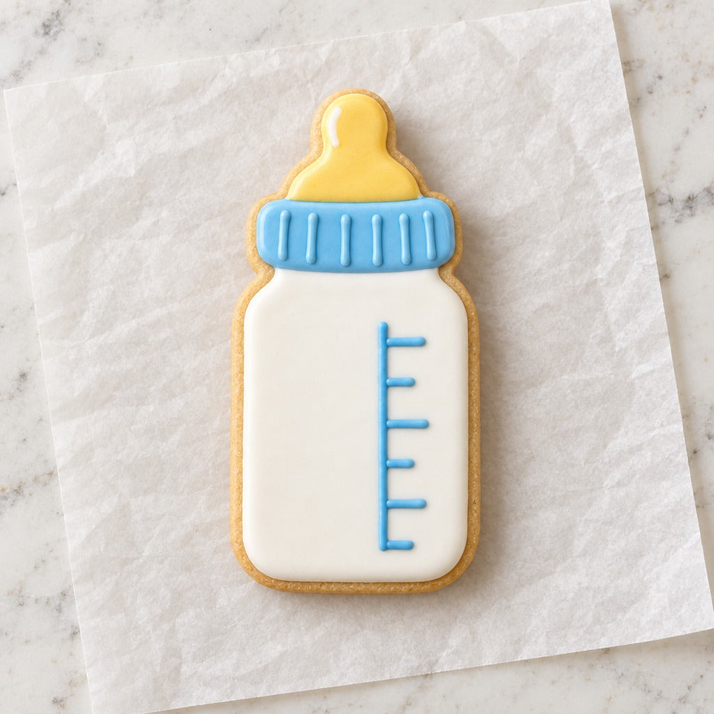 Baby Bottle Cookie Cutter (decorated cookie mockup)