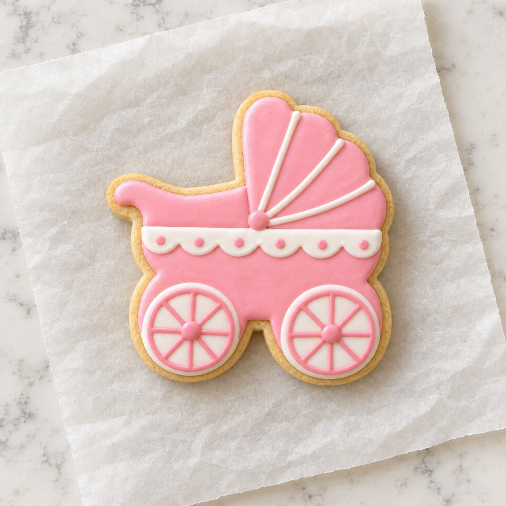 Baby Carriage Cookie Cutter (decorated cookie mockup)