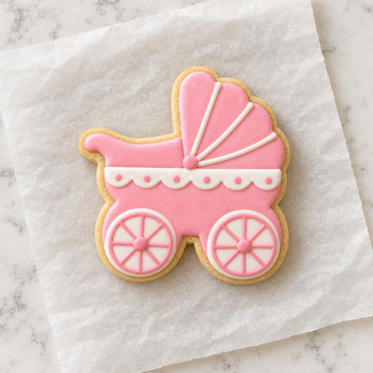 Baby Carriage Cookie Cutter (decorated cookie mockup)