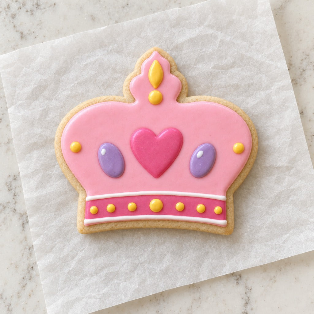 Baby Crown Cookie Cutter (decorated cookie mockup)