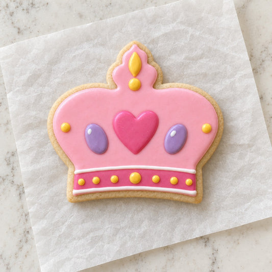 Baby Crown Cookie Cutter (decorated cookie mockup)