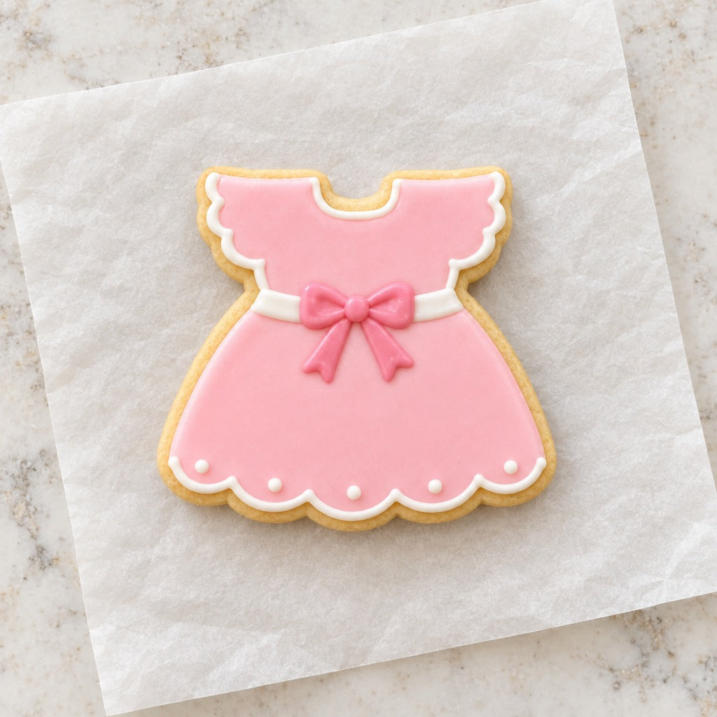 Baby Dress Cookie Cutter (decorated cookie mockup)