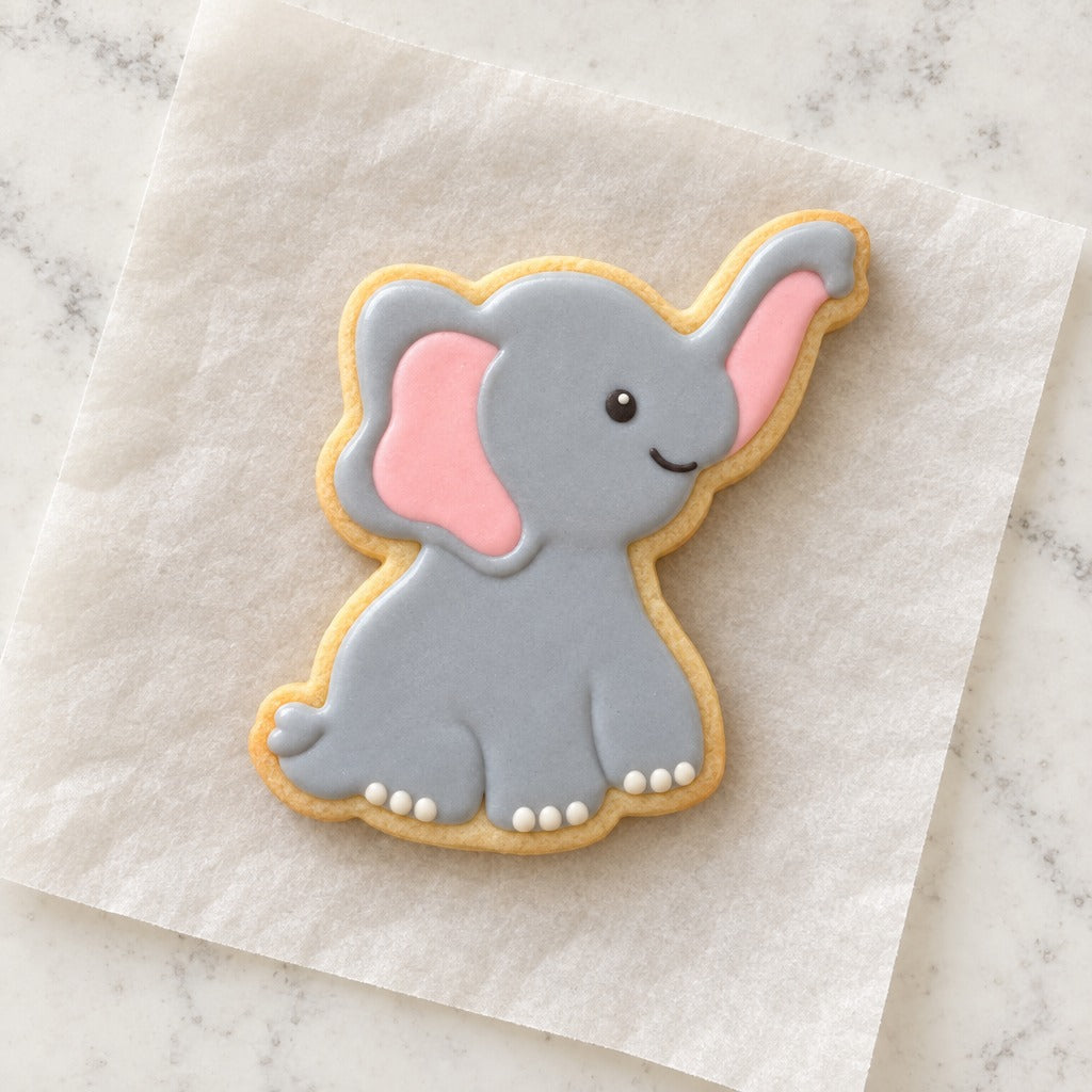 Baby Elephant Cookie Cutter (decorated cookie mockup)