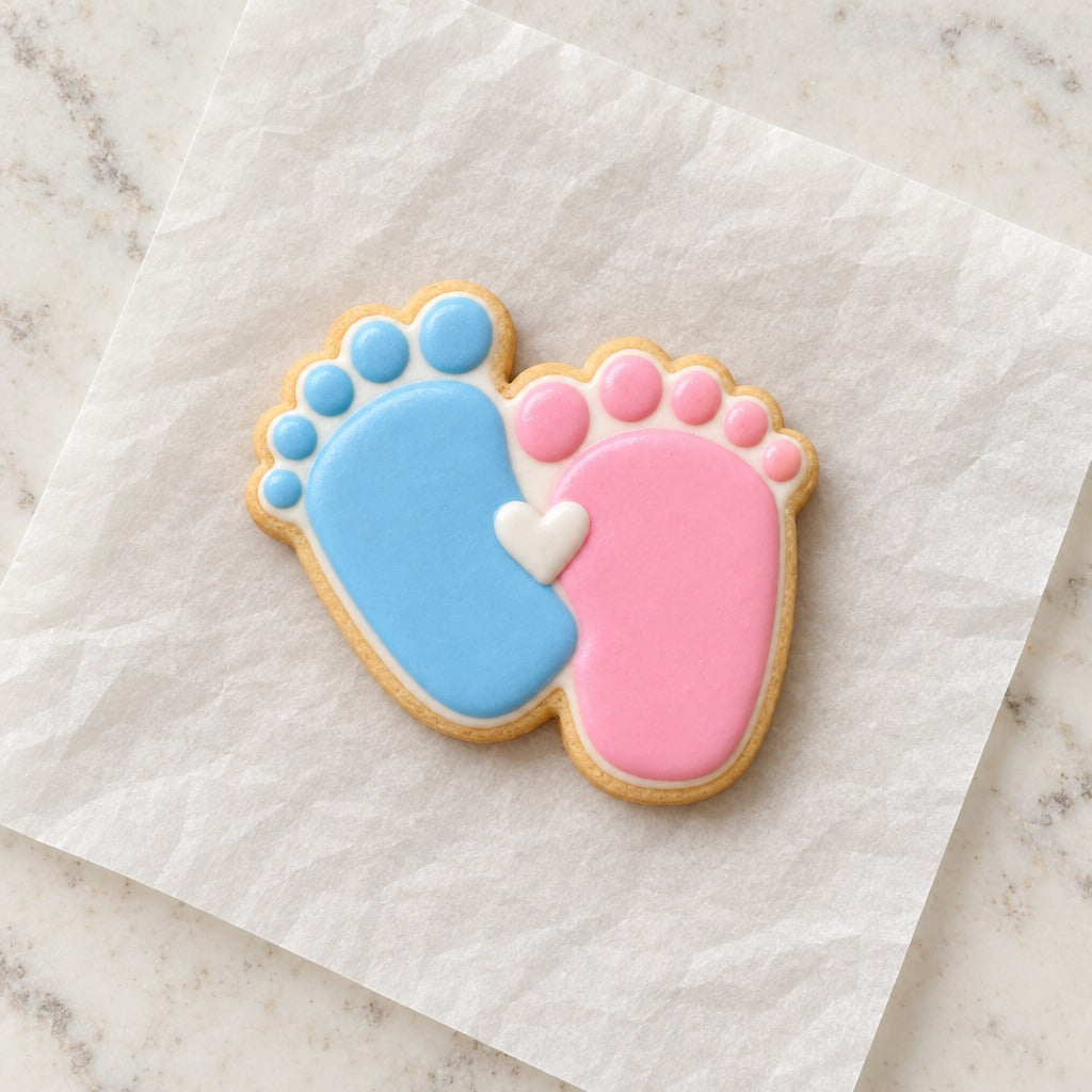 Baby Feet Outline Cookie Cutter (decorated cookie mockup)