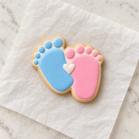 Baby Feet Outline Cookie Cutter (decorated cookie mockup)