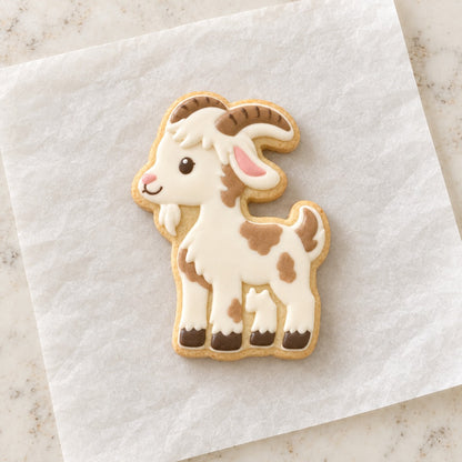 Baby Goat Cookie Cutter (decorated cookie mockup)