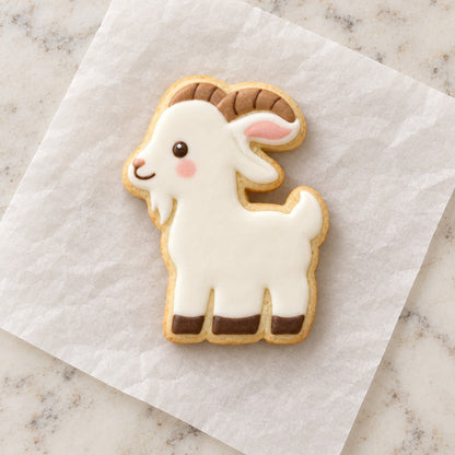 Baby Goat Outline Cookie Cutter (decorated cookie mockup)