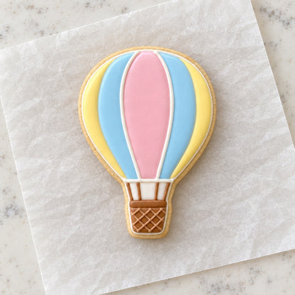 Baby Hot Air Balloon Cookie Cutter (decorated cookie mockup)