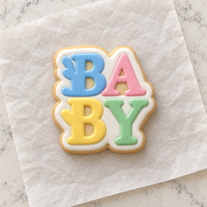 Baby Letters Cookie Cutter (decorated cookie mockup)
