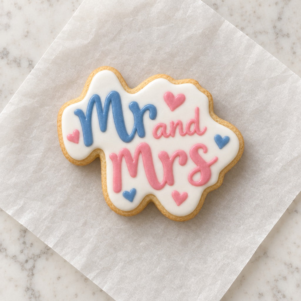 Baby Mr and Mrs Cookie Cutter (decorated cookie mockup)