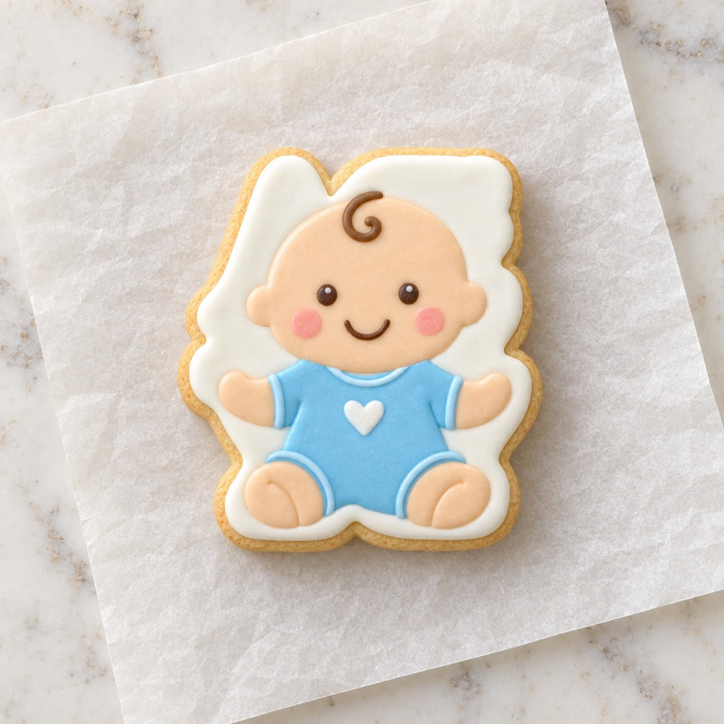 Baby Outline Cookie Cutter (decorated cookie mockup)