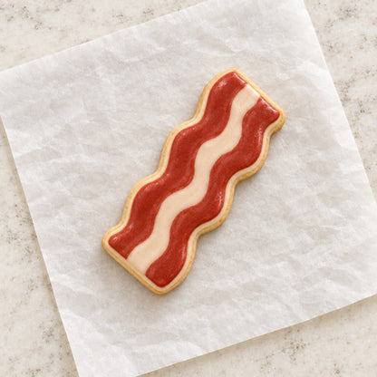 Bacon Strip Outline Cookie Cutter (decorated cookie mockup)