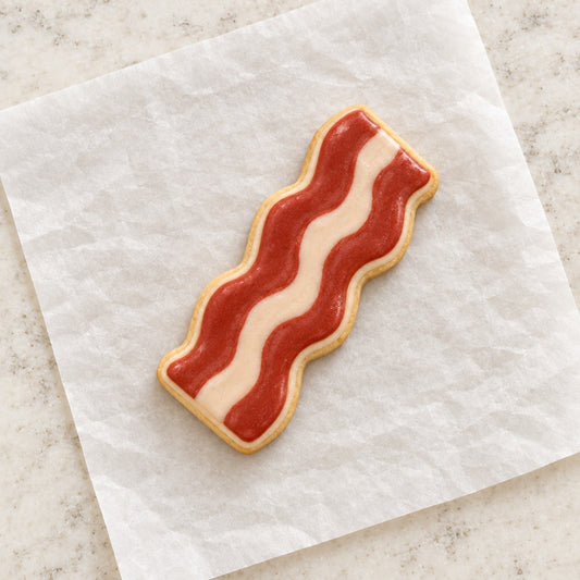 Bacon Strip Outline Cookie Cutter (decorated cookie mockup)
